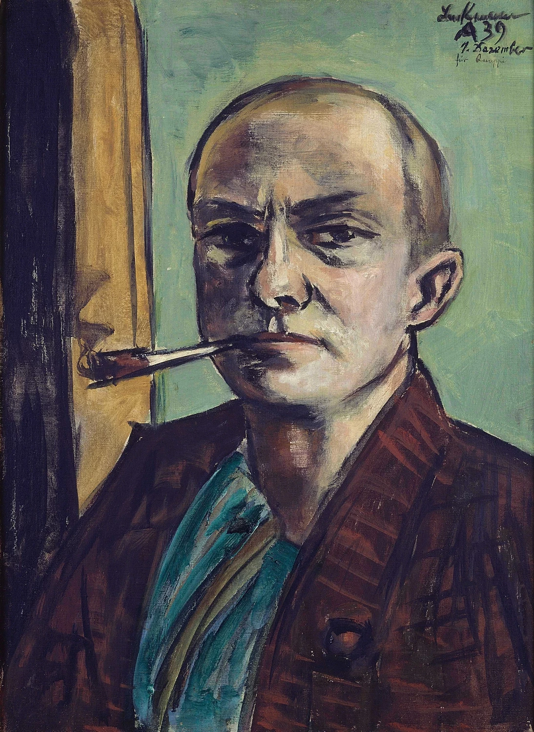 Autoritratto su sfondo verde con camicia verde - Museum der bildenden Künste, Leipzig